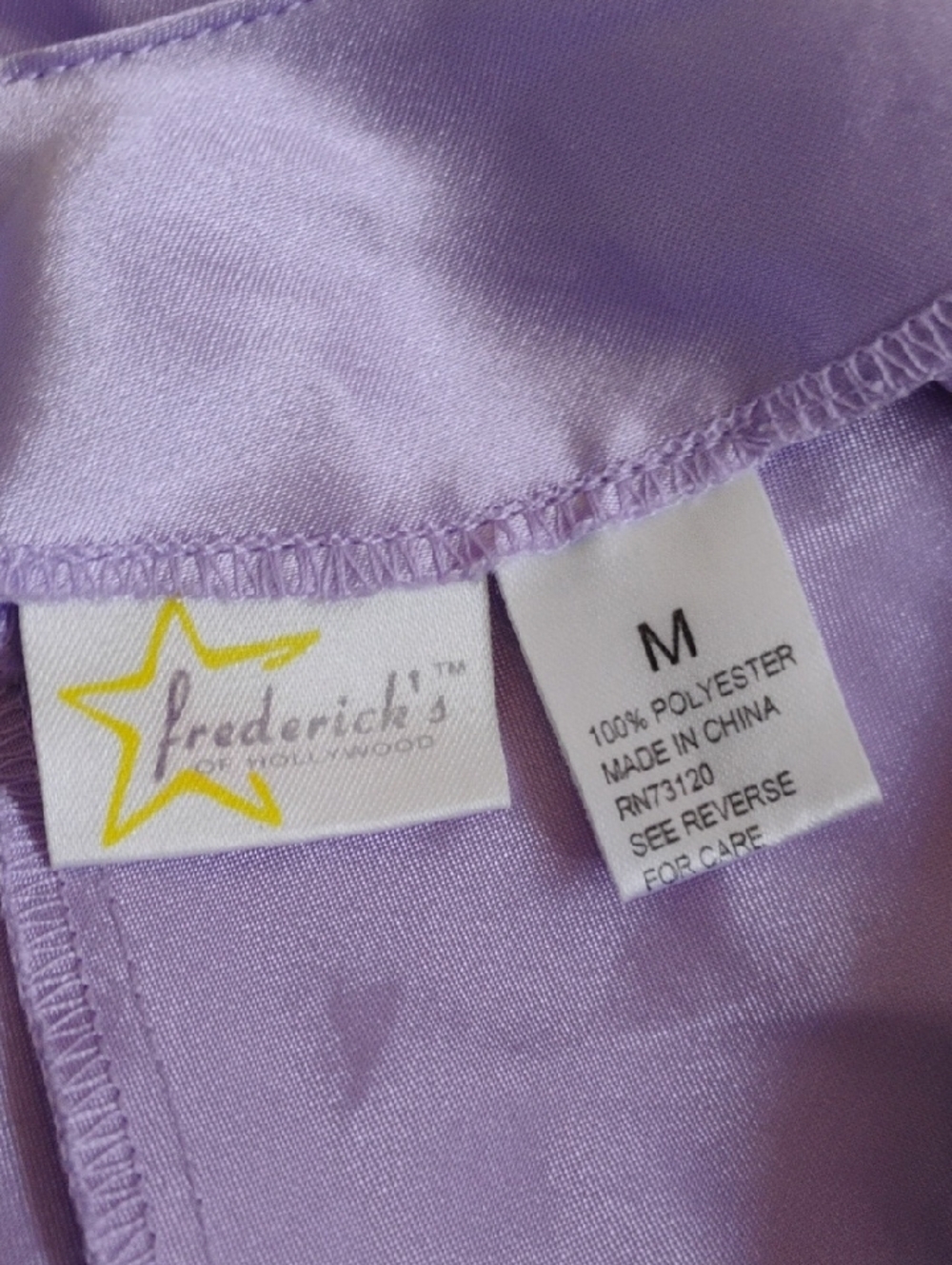 Frederick's of Hollywood Lavender Satin Chemise Babydoll - Picture 7 of 7